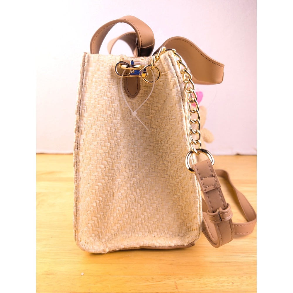 Luv Betsey by Betsey Johnson Straw Strawberry Tote Bag with Teddy Bear Charm NWT - Picture 4 of 12